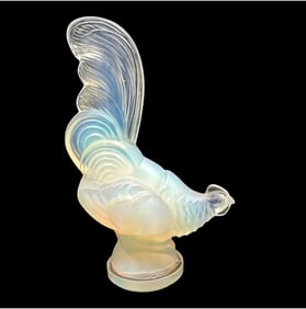 3 Sabino Glass Items - Opalescent Glass Rooster, Butterfly and Sparrow