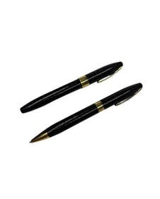 Pair of Sheaffer Legacy Heritage Ballpoint Pens in a Dark Grey Leather Lacquer Finish