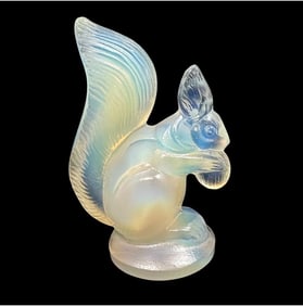 3 Sabino Glass Items - Opalescent Squirrel, Swan and Wolf Figurines