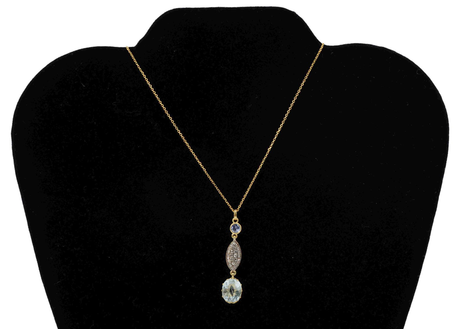 Ladies Gold and Silver Gilt 2.50 Carat Aquamarine Pendant Necklace (1 of 4)