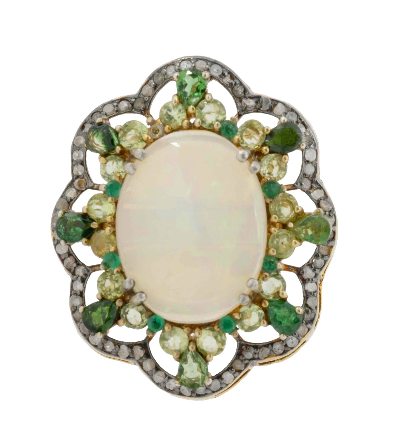 Ladies Large Opal Ring with Peridot and Emerald Accent Stones (1 of 4)