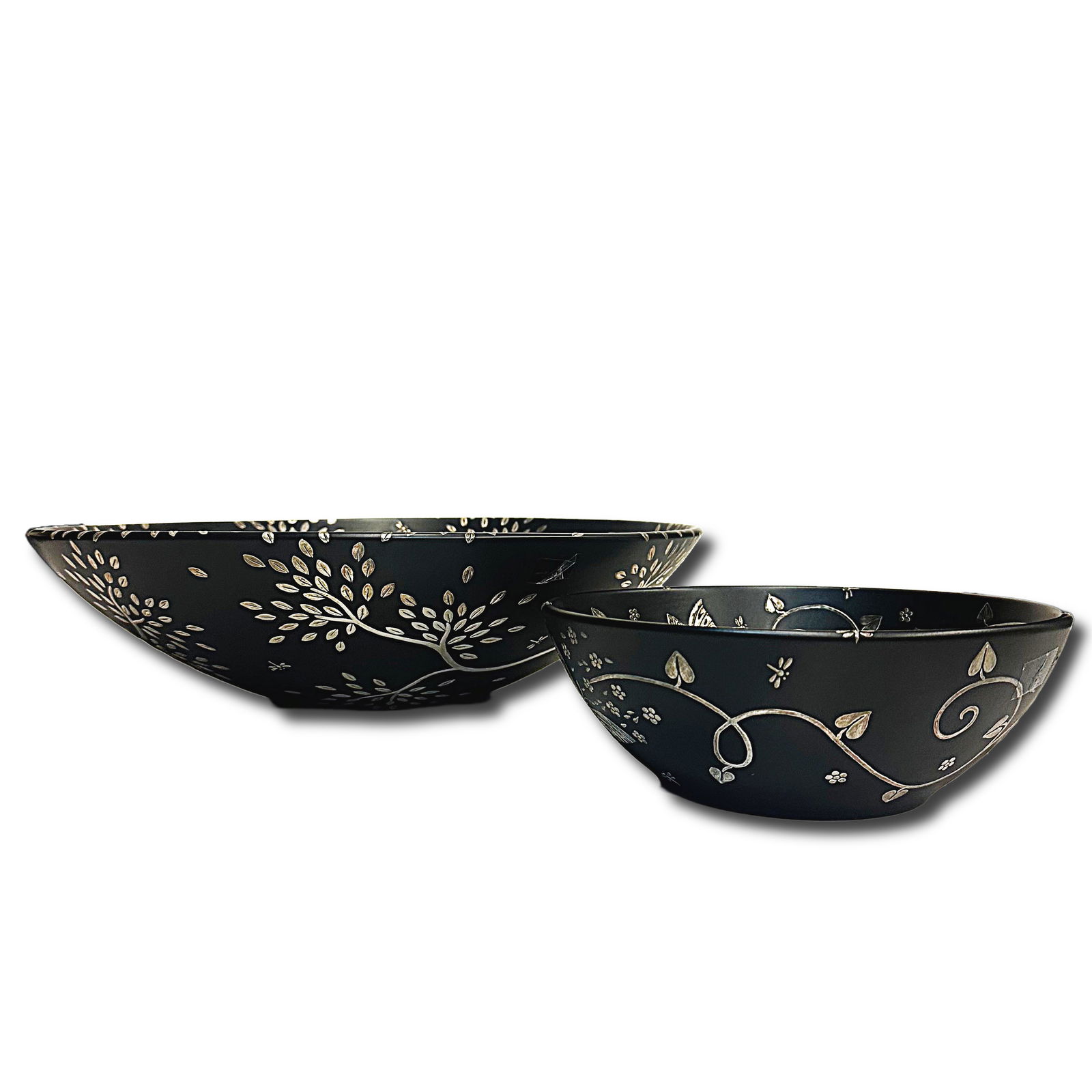 Emilia Castillo Silver Inlay Serving Bowls in Black Ceramic (1 of 5)