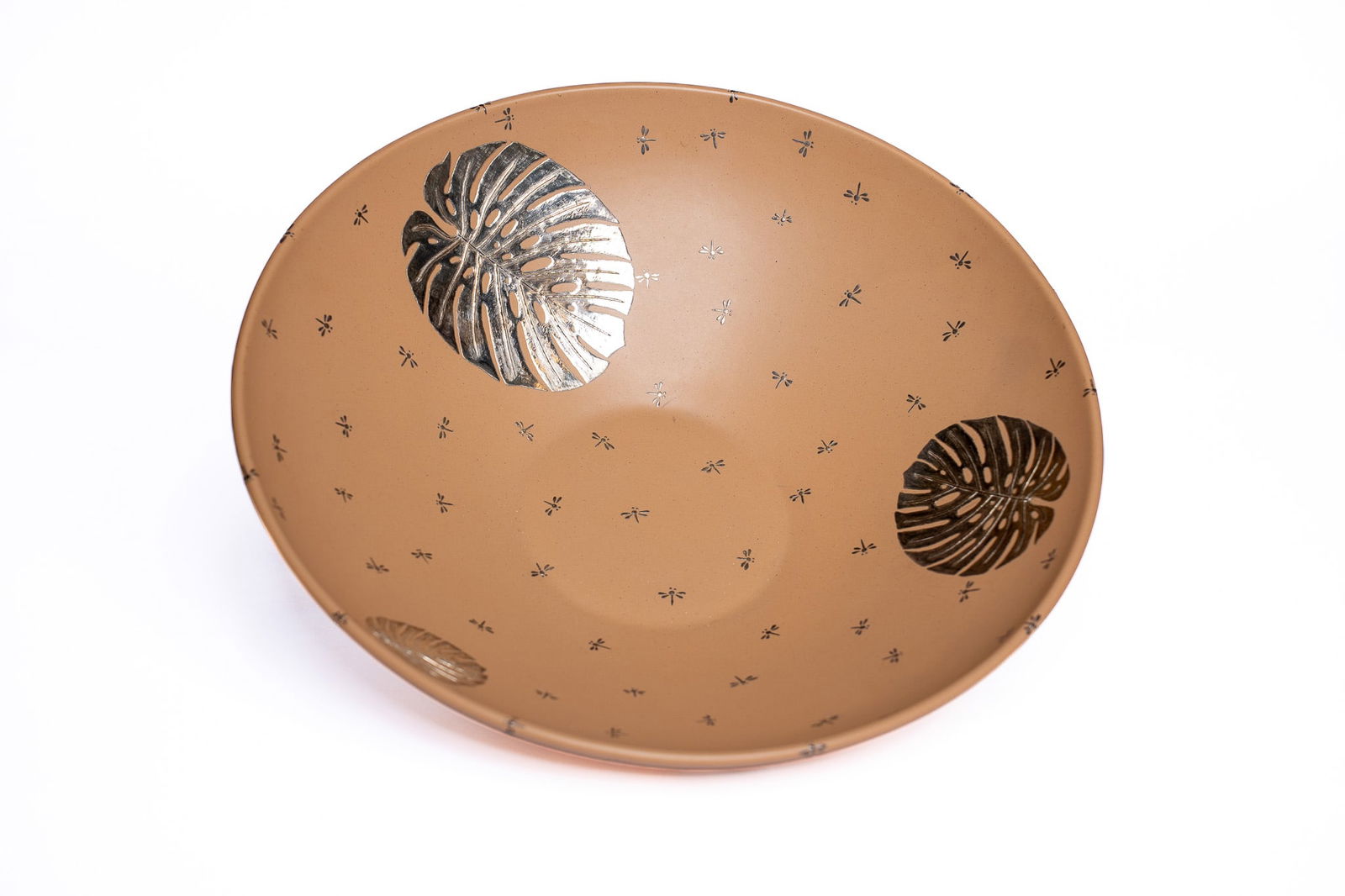 Emilia Castillo Silver Inlay Serving Bowl in Tan Ceramic (1 of 6)