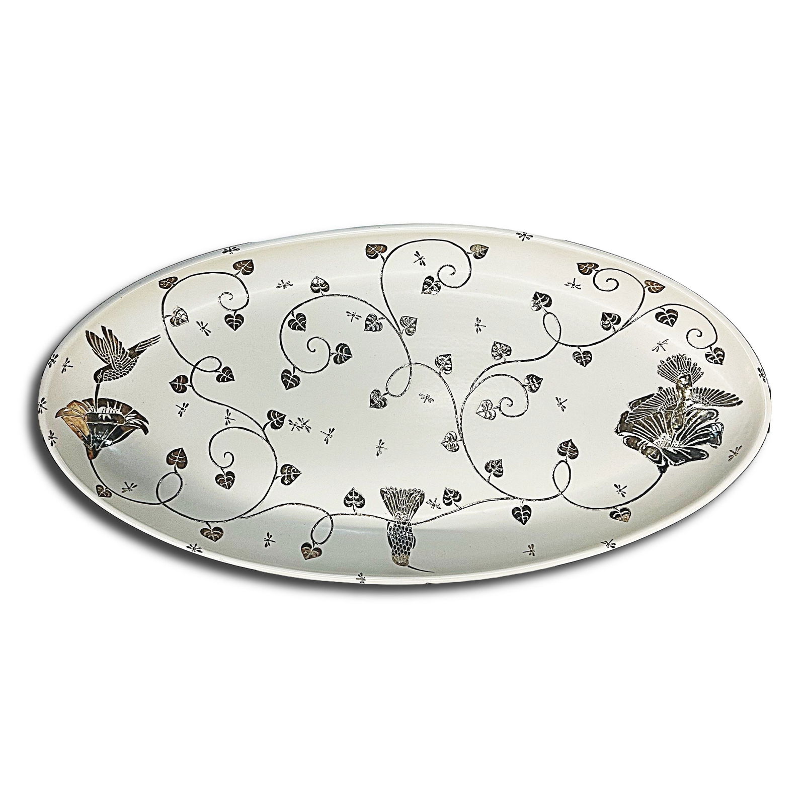 Emilia Castillo Silver Inlay Fish Platter in White Ceramic (1 of 3)