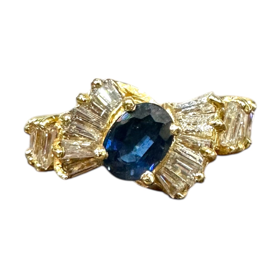 Vintage Ladies Sapphire, Gold & Diamond Ring (1 of 3)