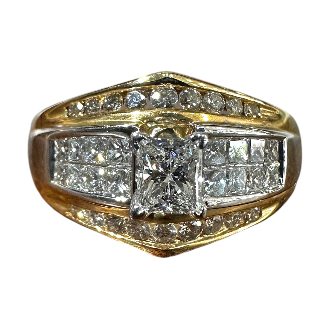 Ladies .50 Carat Princess Cut Diamond & Gold Engagement Ring (1 of 4)