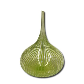 Modern Art Glass Vase with Light Green Twist Swirl Pattern