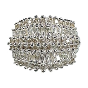 Ladies Vintage 10k White Gold Ring with 52 Small .01 Carat Diamonds