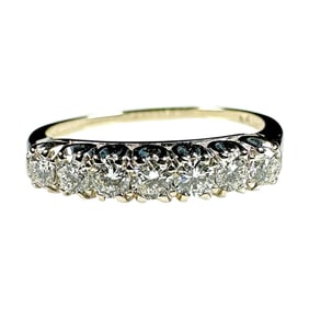 Ladies Vintage 14k White Gold Ring with 7 Round .07 Carat Diamonds