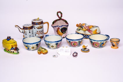 Collection of 14 Varying Henriot Quimper Dishes and Tableware