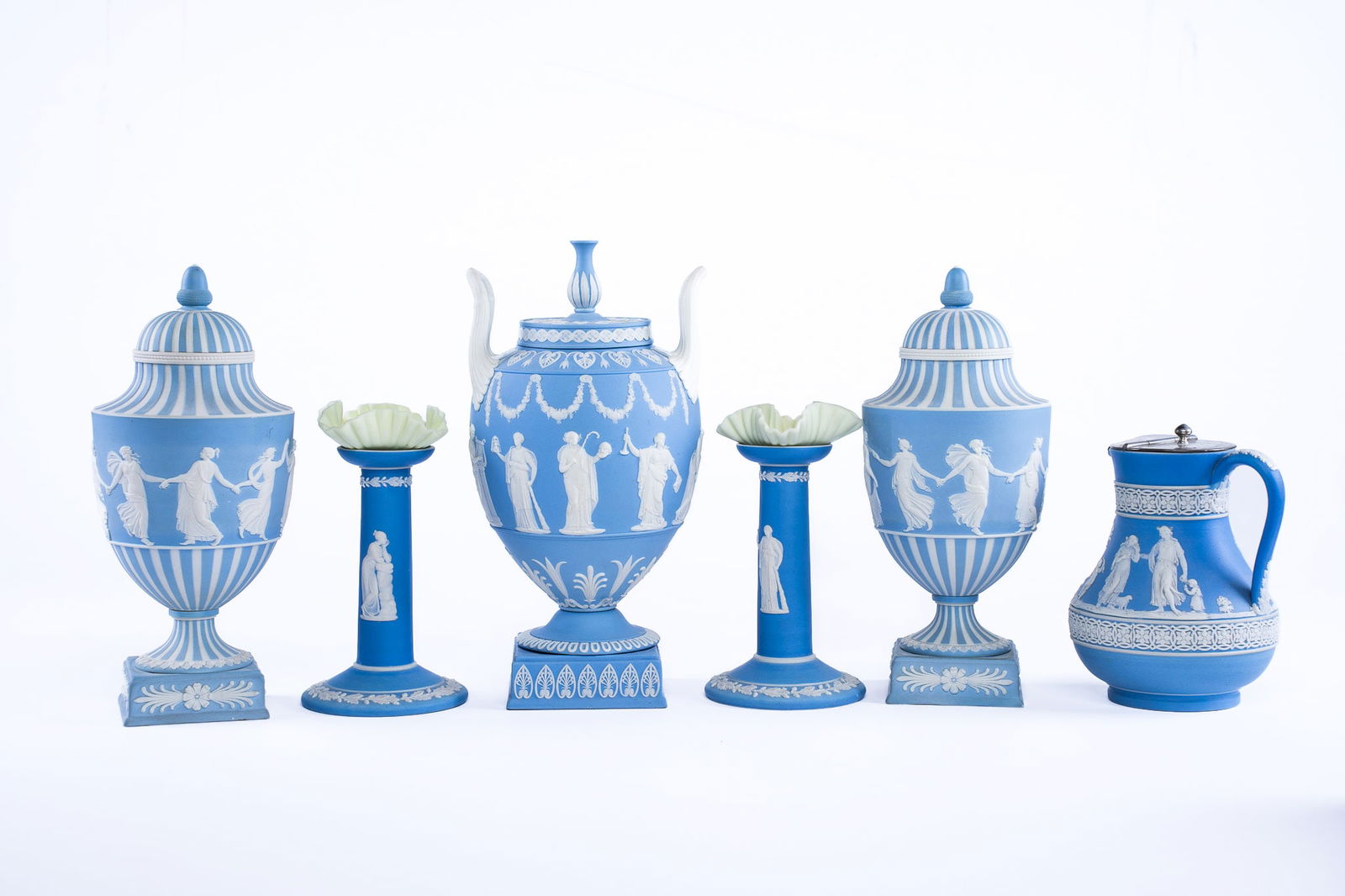 Set of 6 Varying Neoclassical Wedgwood Jasperware in Blue (1 of 5)