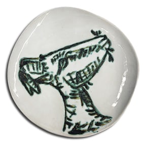 Pablo Picasso, Spain 1881-1973, Tete de Chevril de Profile Goat's Head in Profile, Porcelain Plate