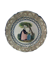 French Faience HB Quimper Large Decorative Tray