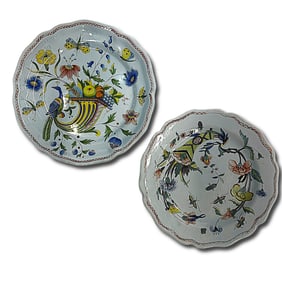 Pair of Antique French Faience Quimper Plates