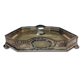 19th Century Silver Plated Walker & Hall Sheffield Serving Tray
