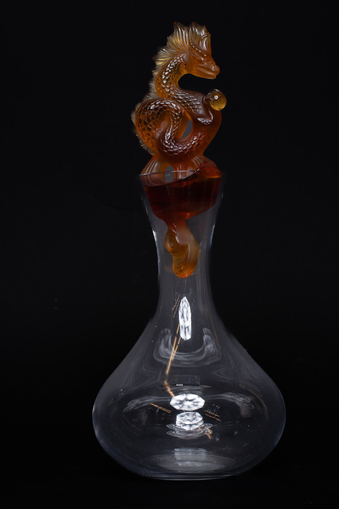 Lalique Crystal Decanter with Amber Tianlong Stopper (1 of 6)