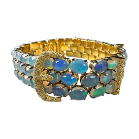 Ladies Rose Cut Diamond and Opal Bracelet