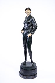 Bruno Zach (Austria 1891-1935) Bronze Art Deco Sculpture Cigarette Girl