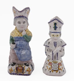 Pair of French Faience Porcelain Figurines
