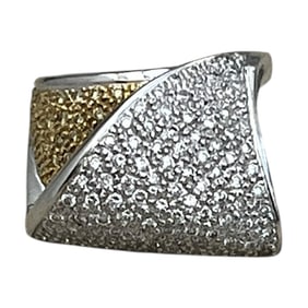 Ladies 18kt Gold and White & Yellow Diamond Cocktail Ring