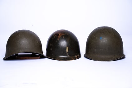 Set of 3 Army Helmets from the 1940s to the 1970s