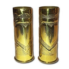 Pair of WWI Trench Art Vases