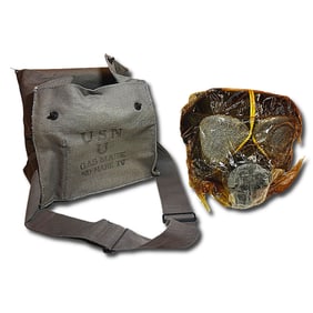 World War II US Navy Gas Mask Mark IV with Canister and Original Bag