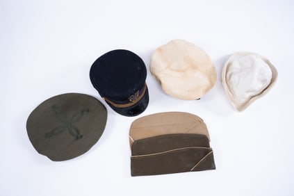 Collection of 6 US Army Hats from Different Eras