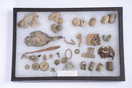 Collection of 40 Assorted Civil War Relics in Case