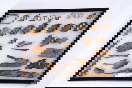 Collection of 36 Assorted Civil War Relics in Case