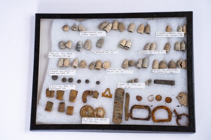Collection of 48 Civil War Bullets and 21 Civil War Relics in Case