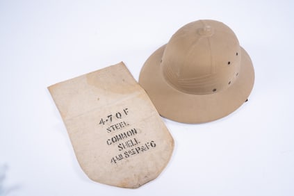 WWII Marine Sun Helmet and Gun Powder Bag