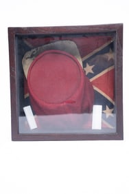 Civil War Confederate Musician Kepi and Flag in Case