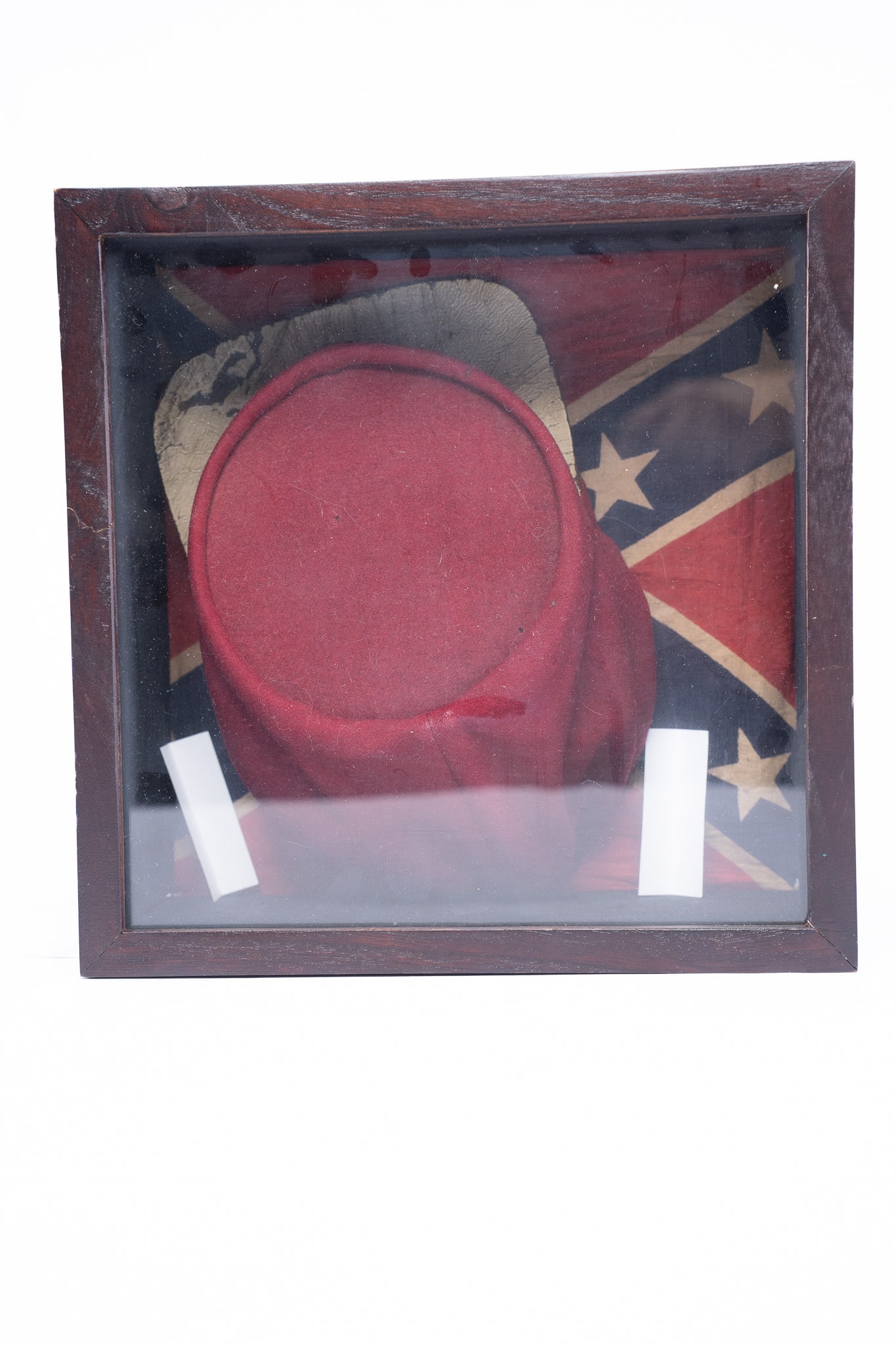 Civil War Confederate Musician Kepi and Flag in Case (1 of 1)