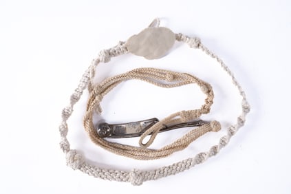 1860 Boatsman's Sterling Silver Bosun Mate Whistle and 19th Century Lanyard