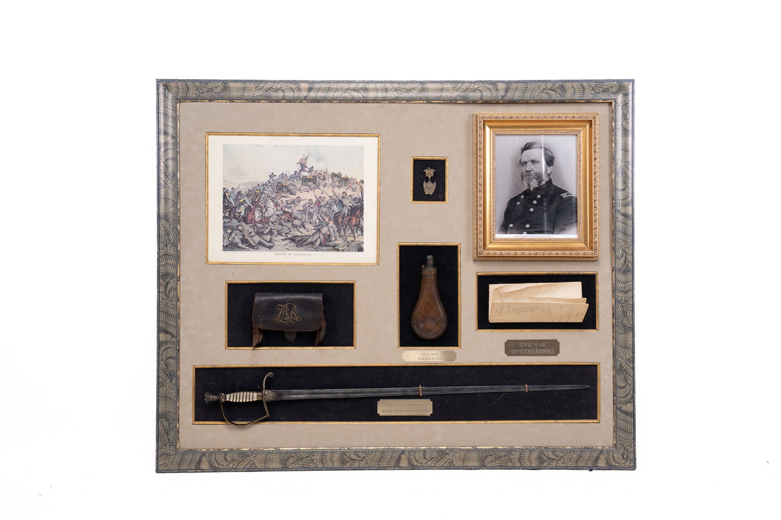 Collection of Civil War Artifacts in a Frame (1 of 2)