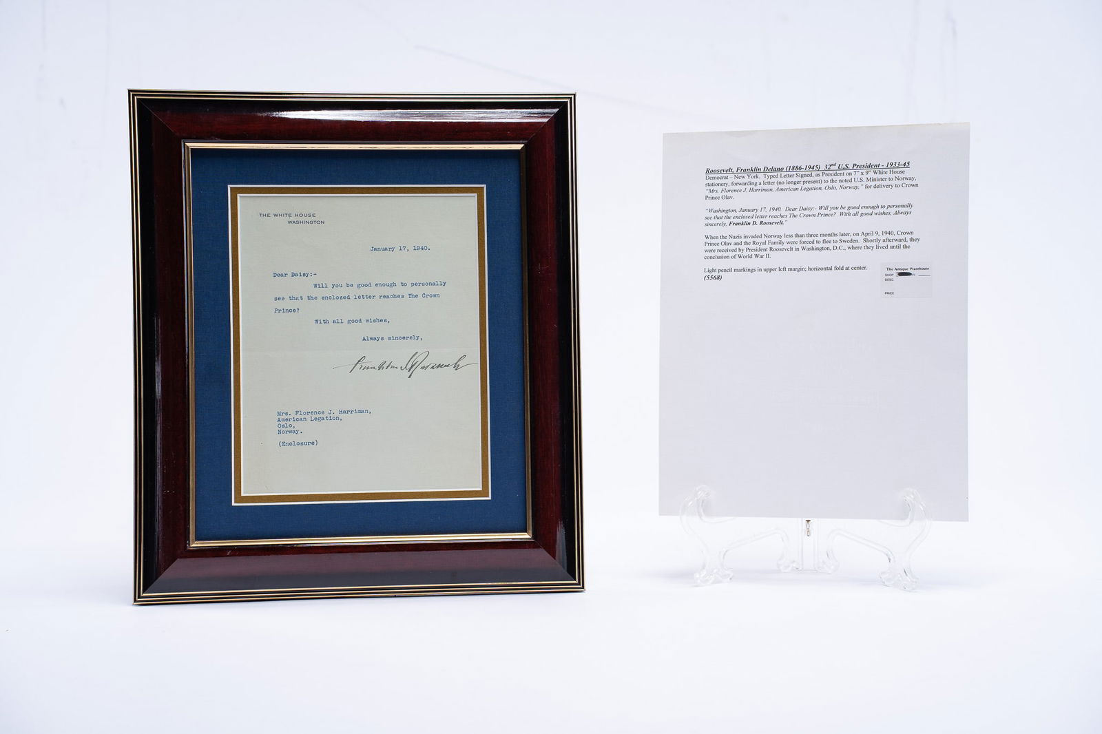 Typed Letter Signed as President Franklin Delano Roosevelt (1 of 3)