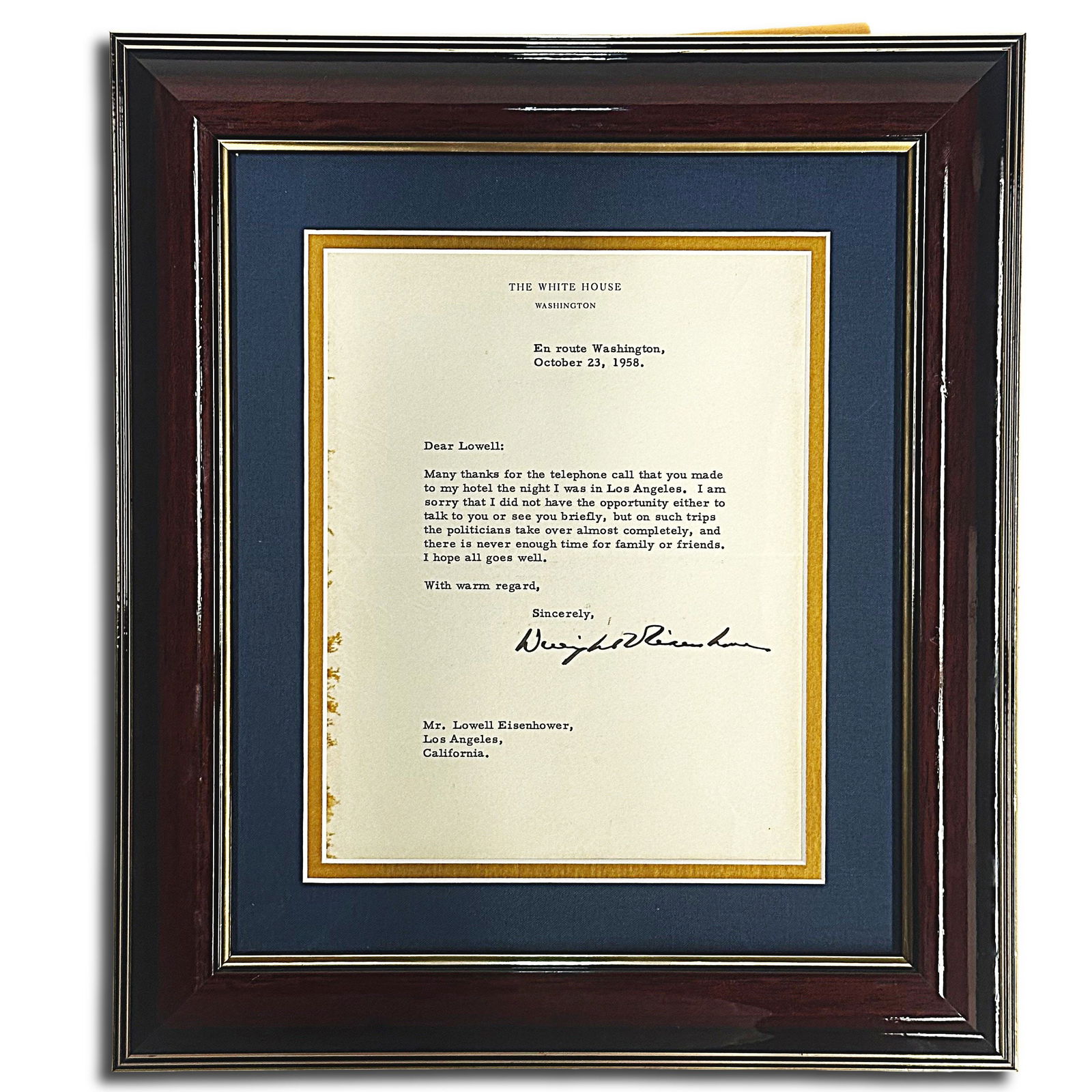 Typed Letter Signed as President Dwight D Eisenhower (1 of 3)