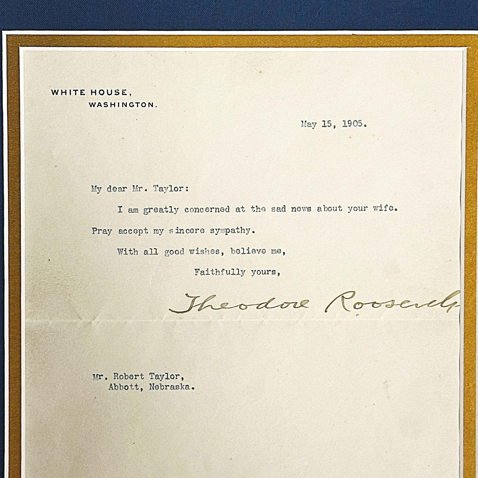 Typed Letter Signed as President Theodore Roosevelt (1 of 3)
