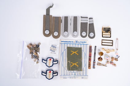 Assortment of Military Badges, Patches, and Pins