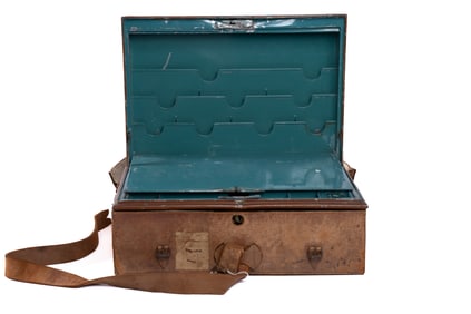 Metal Dispatch Box with Leather Case Owned by John J Valentine