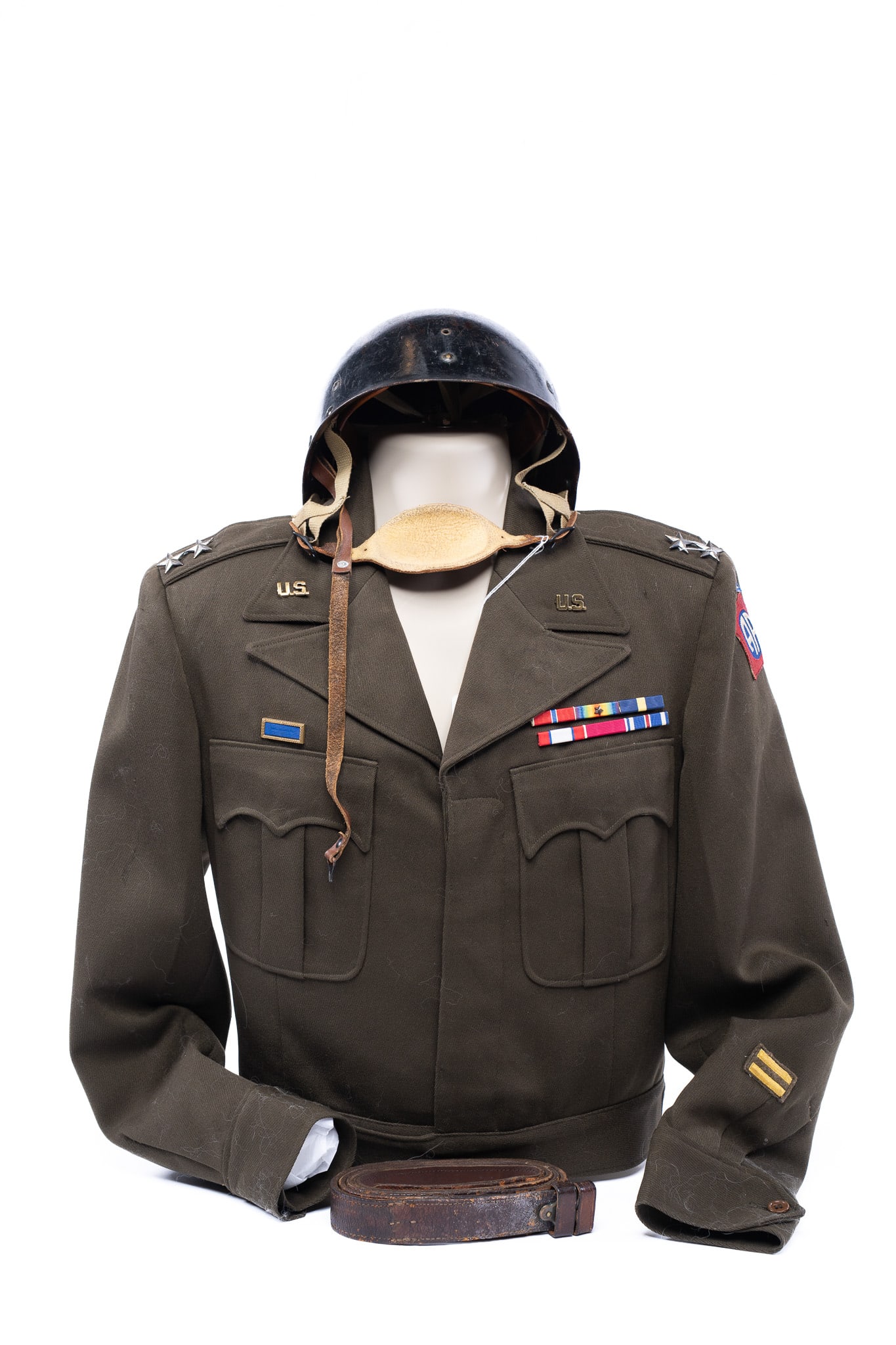 WWII General Omar N. Bradley's Ike Jacket, Helmet, and Belt (1 of 5)