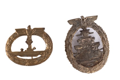 Pair of German WWII Kriegsmarine Military Badges