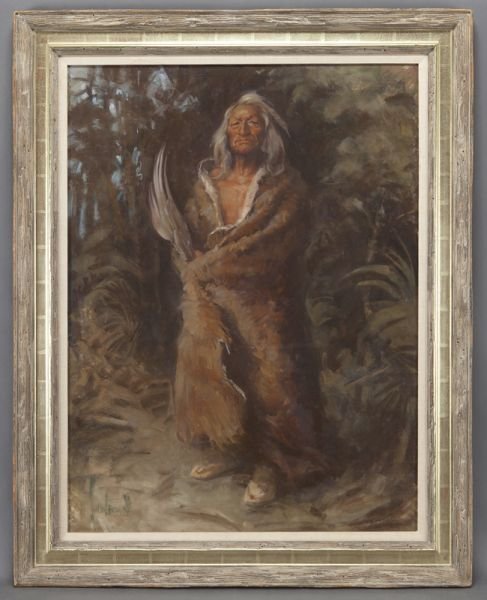 Harley Brown, "Black Eagle, Assiniboine" pastel: Harley Brown, "Black Eagle, Assiniboine" pastel on paper, 1981. Signed, dated and titled lower left "Harley Brown, after Curtis 1981"; with labels on the reverse "Altermann Art Gallery, Dallas, TX" an