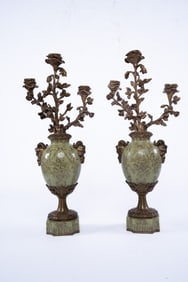 Pair of Louis XVI Three Arm Bronze Candelabra