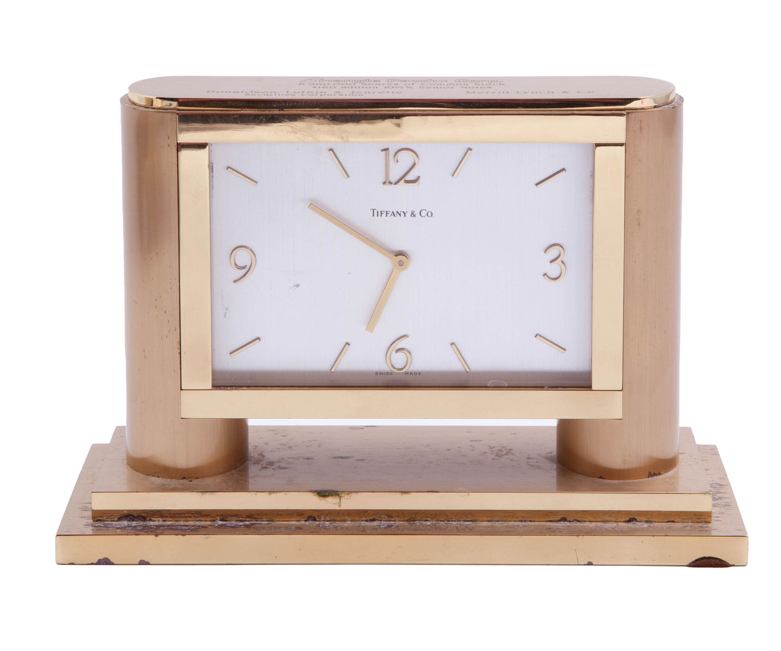 Tiffany & Co Commemorative Gold Tone Brass Desk Clock (1 of 10)
