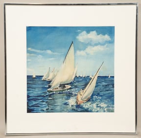 Unknown, Untitled, Watercolor, Sailboats on the Water