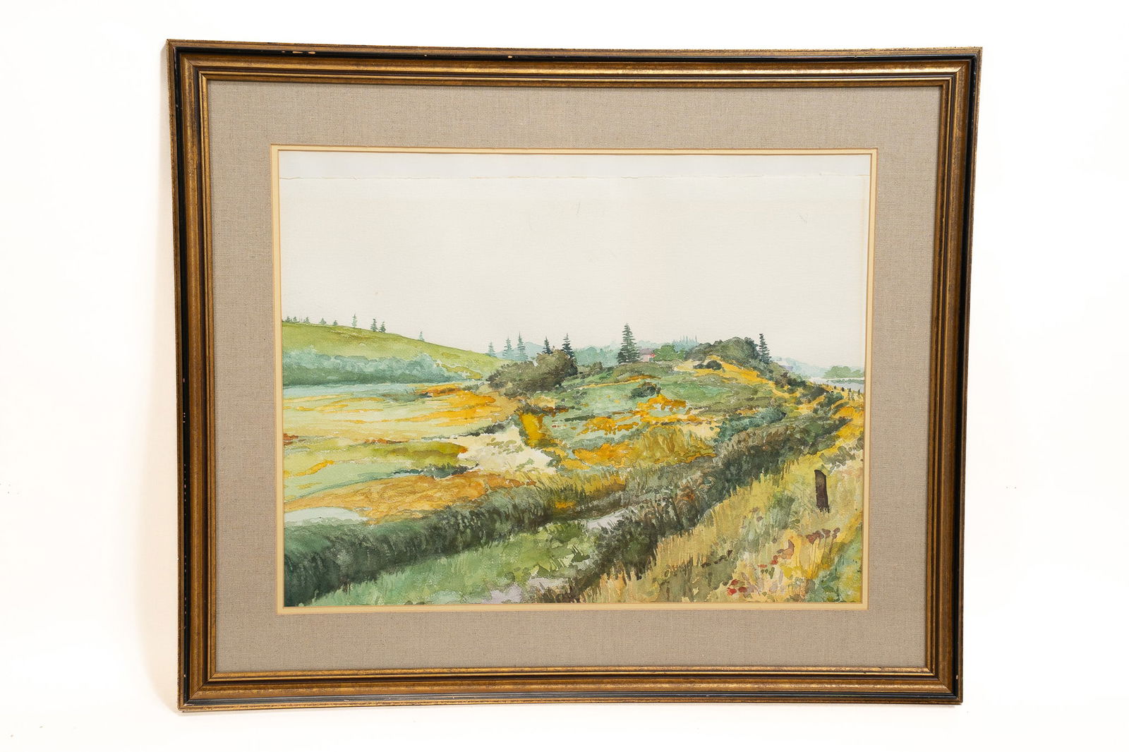 John Yue, American. 1947, Untitled, Watercolor Landscape with Barn and Creek, Watercolor on Paper (1 of 2)