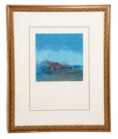 Unknown, Untitled, Abstract Landscape scene with Gold Leaf, Mixed Media