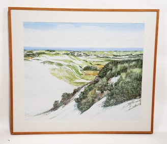 Unknown, Untitled, Landscape Scene with Mountains, Water and Trees, Watercolor